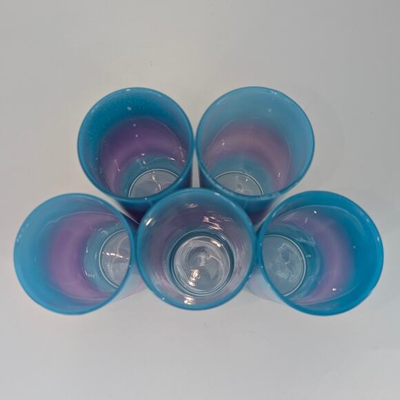 Blendo Bermuda Twist Pitcher Set Blue Purple Glass VTG 1950 Blenko West Virginia - Picture 5 of 10